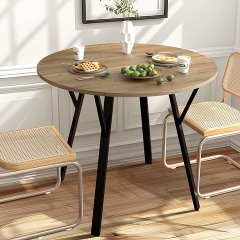 Amazon.com - Qlly Round Solid Dining Table For 2-4 People, Wooden ... intended for Round Dining Table For Compact Spaces